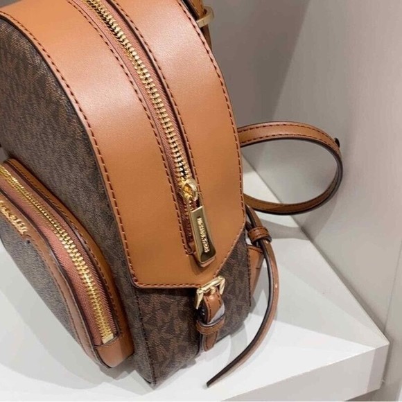 MICHAEL KORS JAYCEE XS Mini Convertible Brown Logo Canvas Backpack NWT $398 main image 4